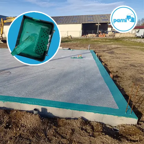 Application de la résine TECHNIVERT sur une dalle béton en chantier